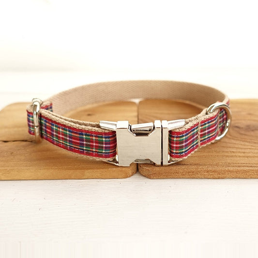 Red plaid pet dog ring