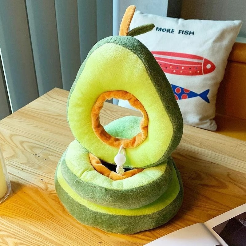 Ondaum Adjustable Pet Kitten Headgear – Cute Cartoon Design, Cotton Material, Available in Avocado & Toast Bread Sizes