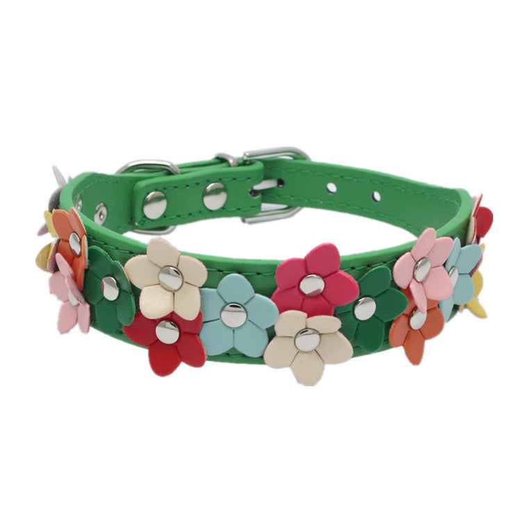 Double Row Flower Pet Collar for Dogs