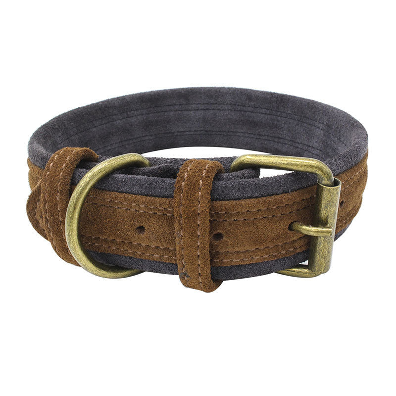Double Contrast Color Nubuck Leather Pet Collar