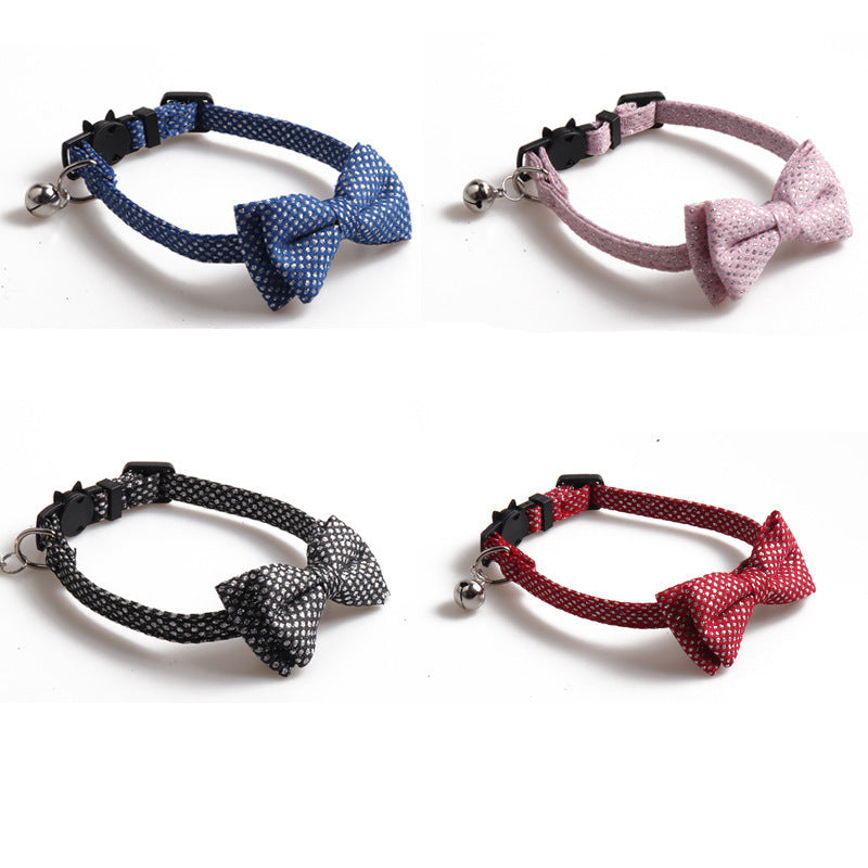Pet cute bow shiny collar