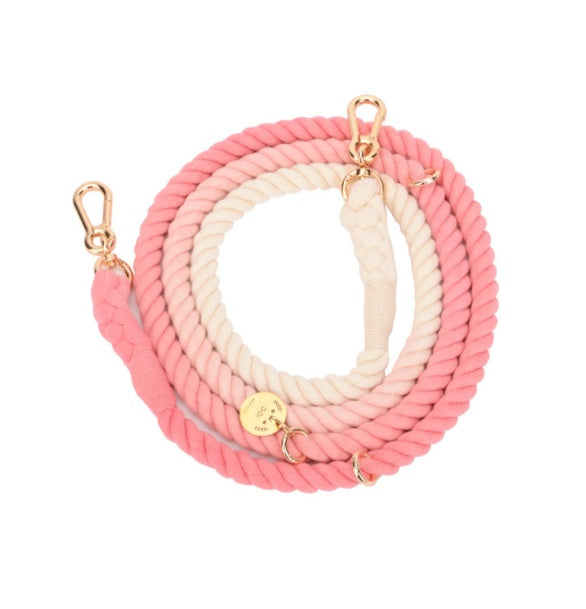 Multifunctional Rainbow Gradient Color Dog Traction Rope Collar Cotton Dog Walking Rope Hand-Woven Rope