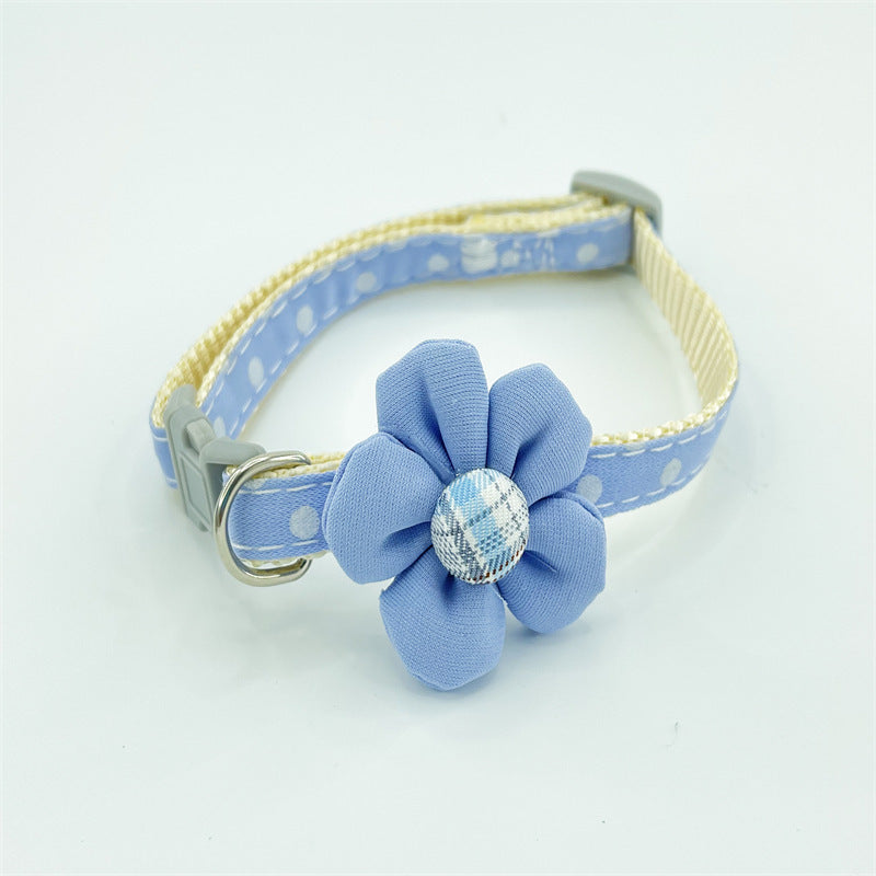 Ondaum Cute Cartoon Flower Polka Dot Collar - Playful & Stylish Pet Collar for Dogs and Cats