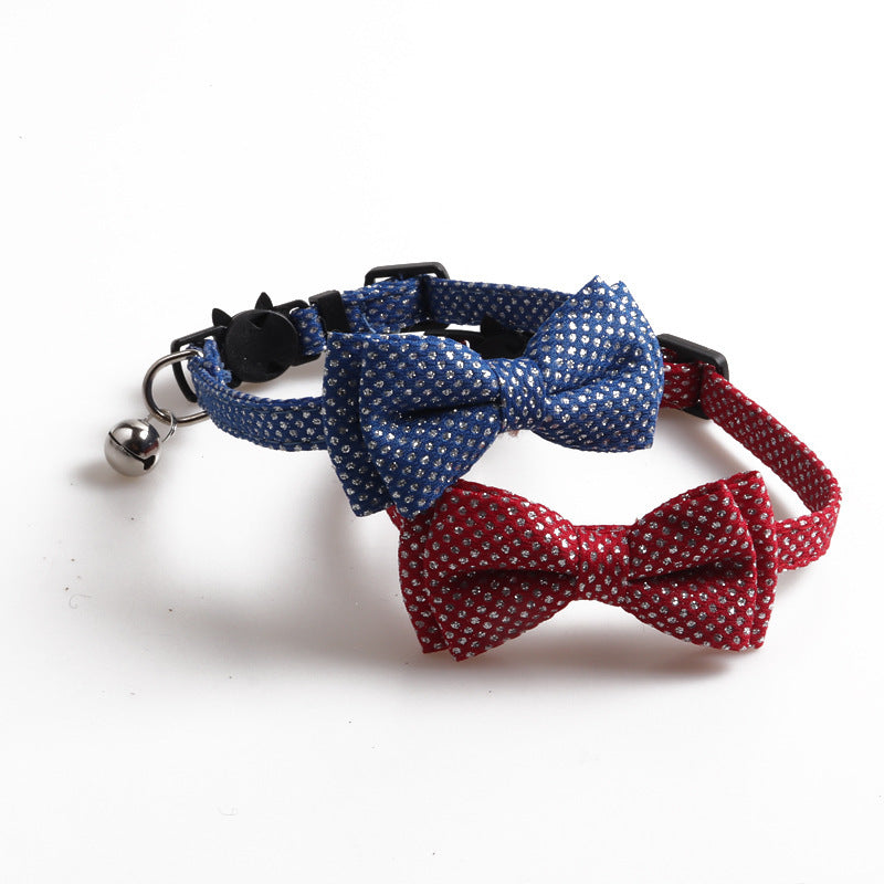 Pet cute bow shiny collar