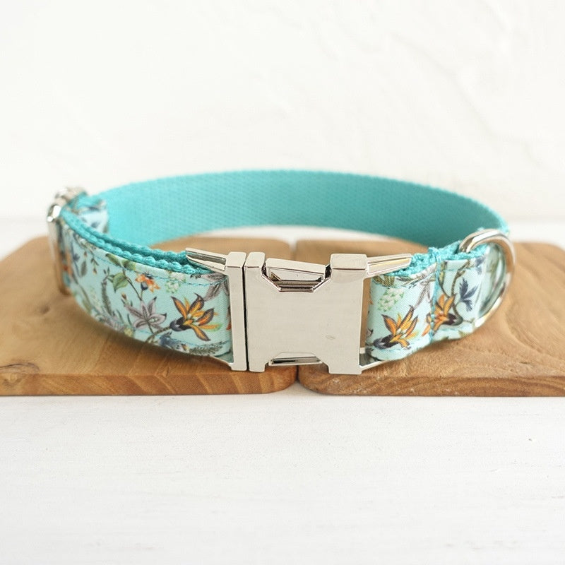 Thermal transfer flower dog collar drawstring bow