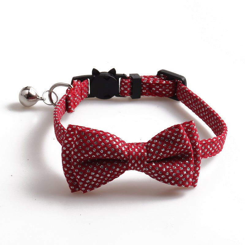 Pet cute bow shiny collar