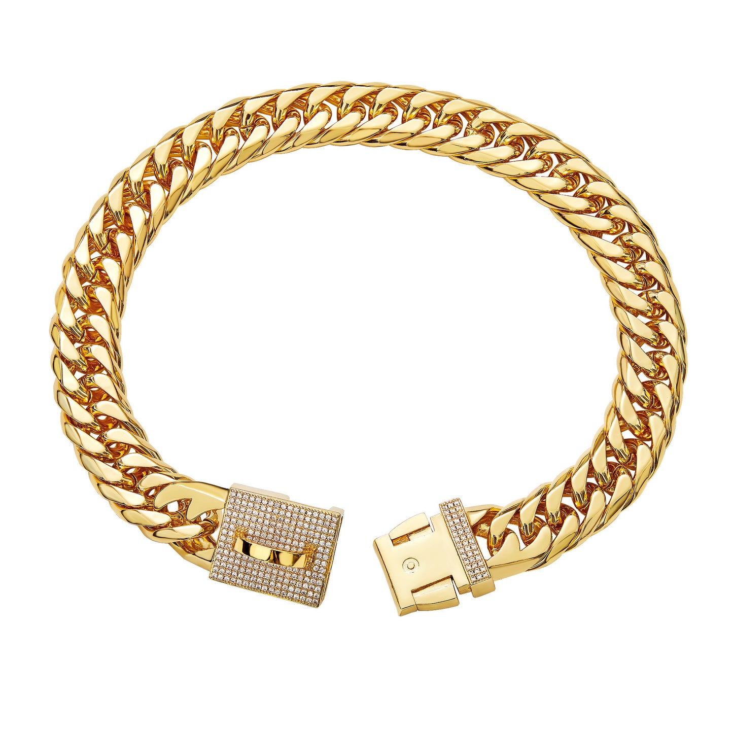 Stainless Steel Double Woven Chain Golden Dog Necklace