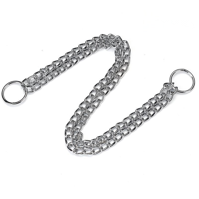 Double-row chain collar chrome-plated pet supplies dog collar