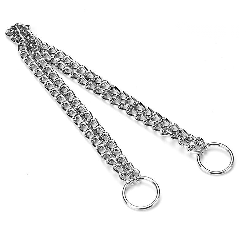 Double-row chain collar chrome-plated pet supplies dog collar