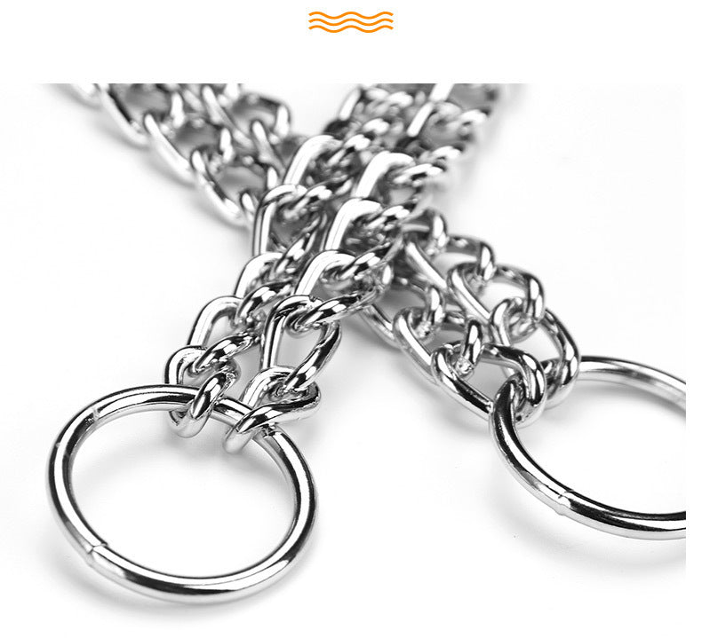 Double-row chain collar chrome-plated pet supplies dog collar