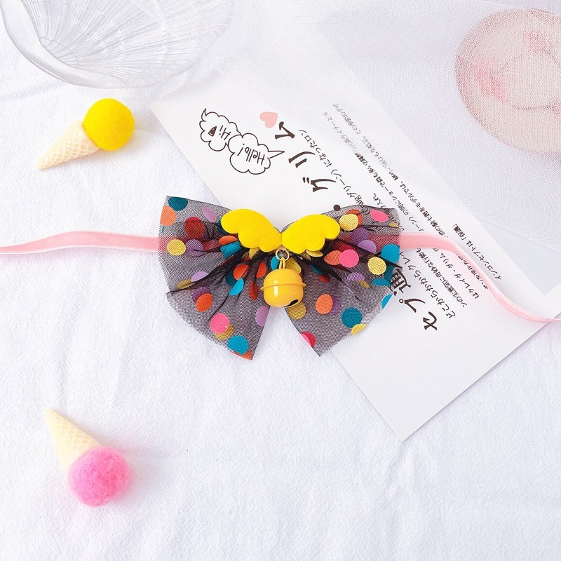Original Pet Bow Tie Bell Collar Cat Fairy Wings Big Bow Neck Collar Dog Bell Collar Saliva Towel