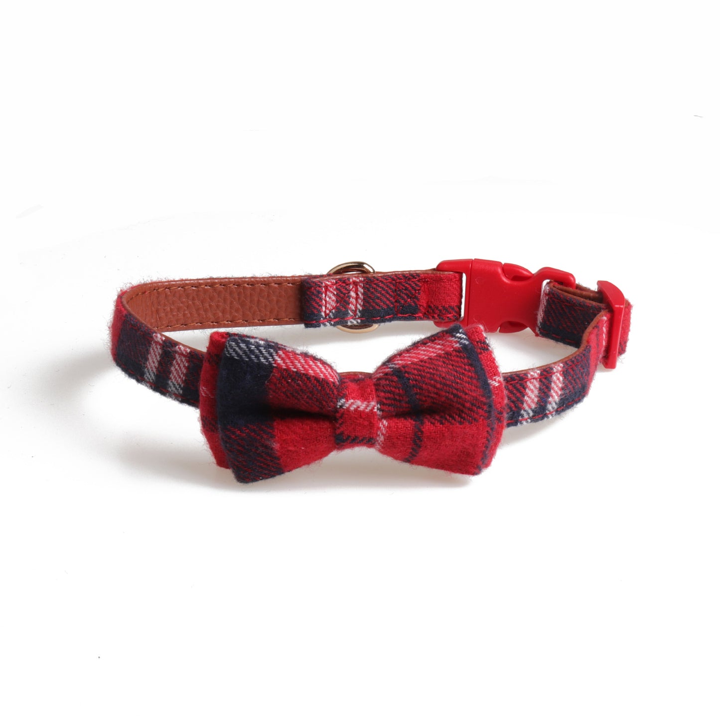 Ondaum British Plaid Bow Dog Collar – Classic, Comfortable, and Stylish