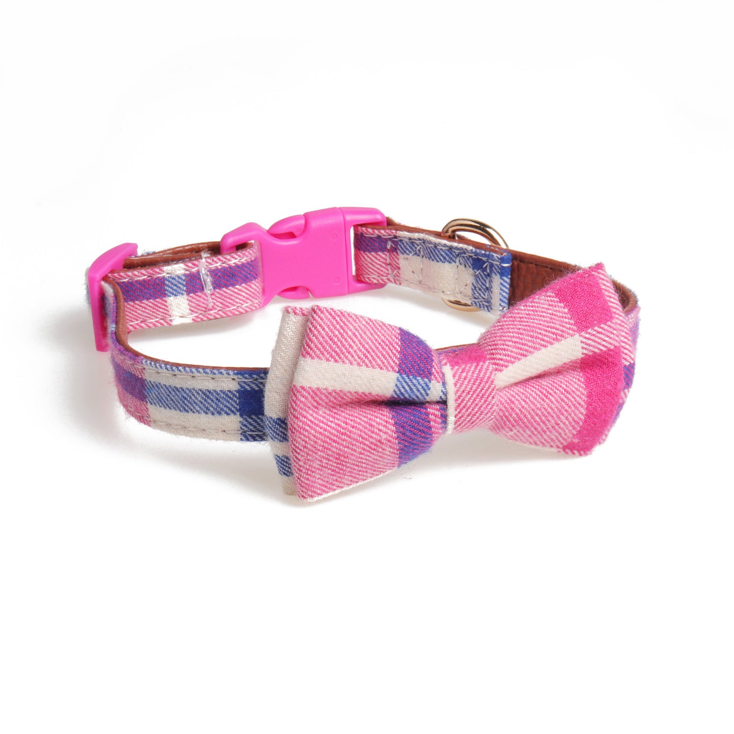 Ondaum British Plaid Bow Dog Collar – Classic, Comfortable, and Stylish
