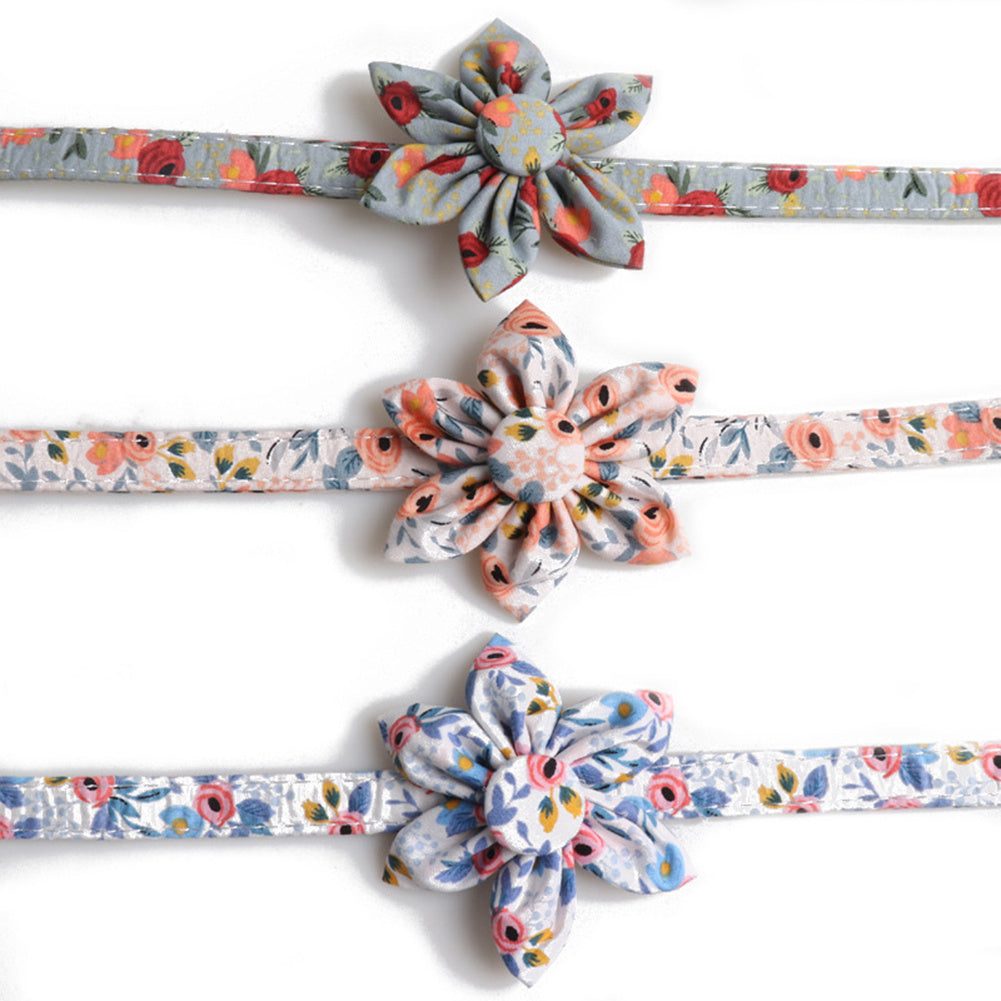 Flower Print Dog Collar with Metal Buckle