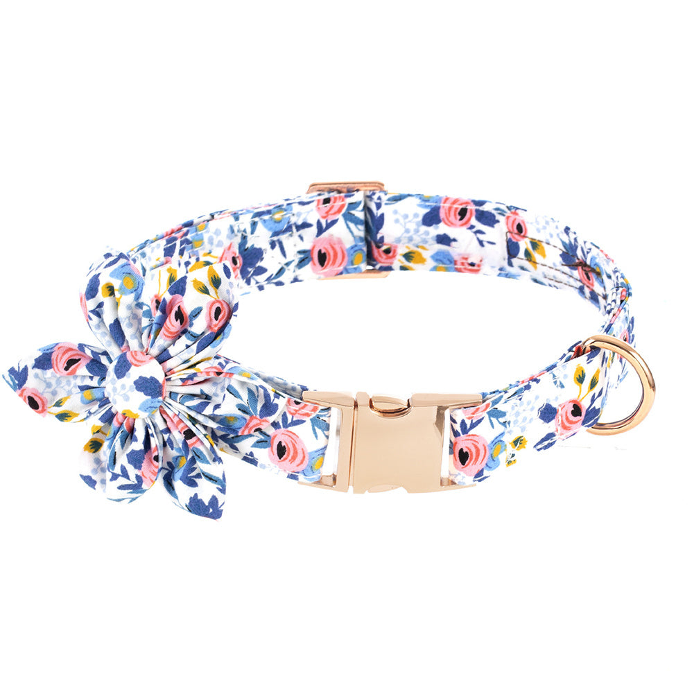 Flower Print Dog Collar with Metal Buckle