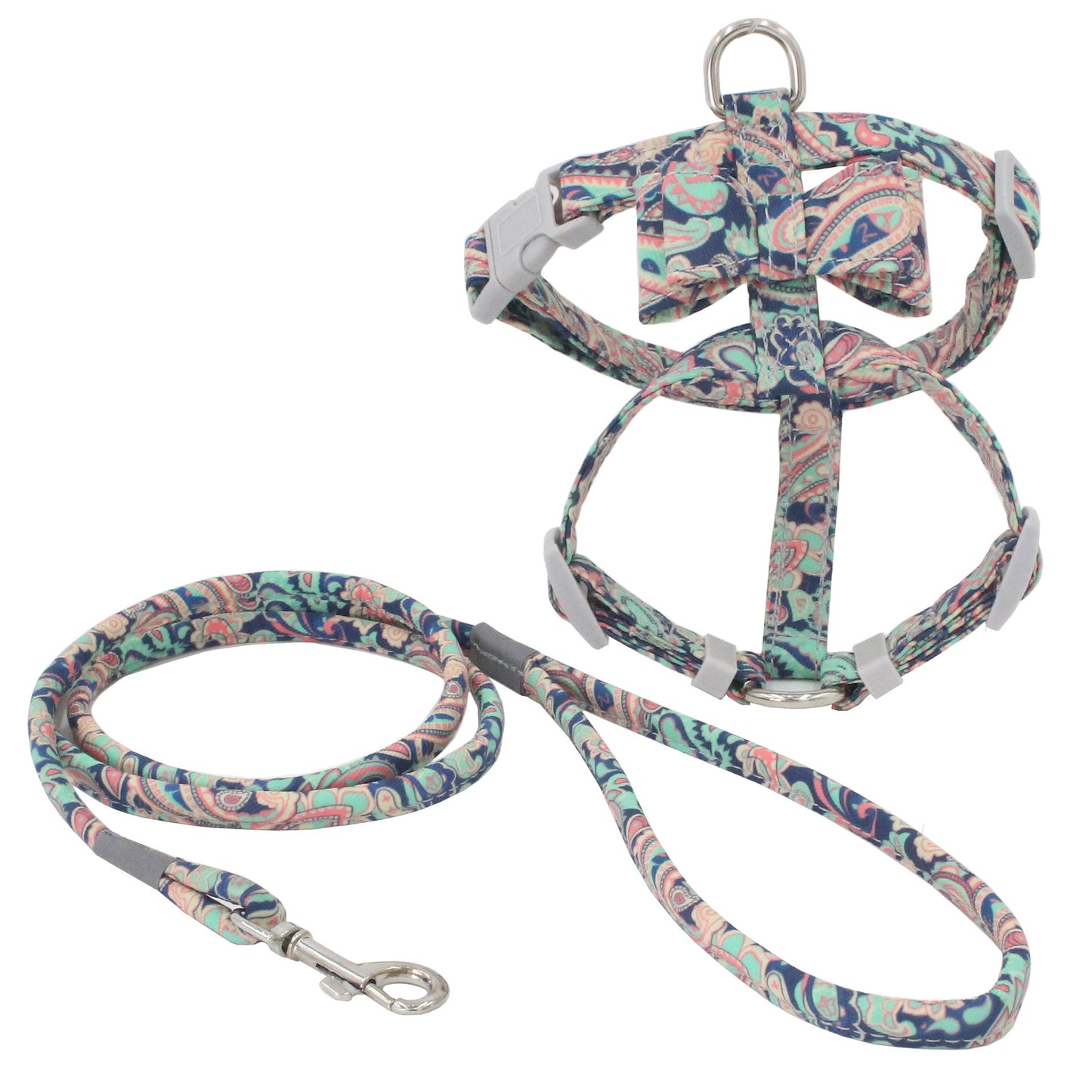 Japanese Style Printed Cat Traction Rope Anti-Break Away Cat Rope Comfortable Pet Chest Harness Set