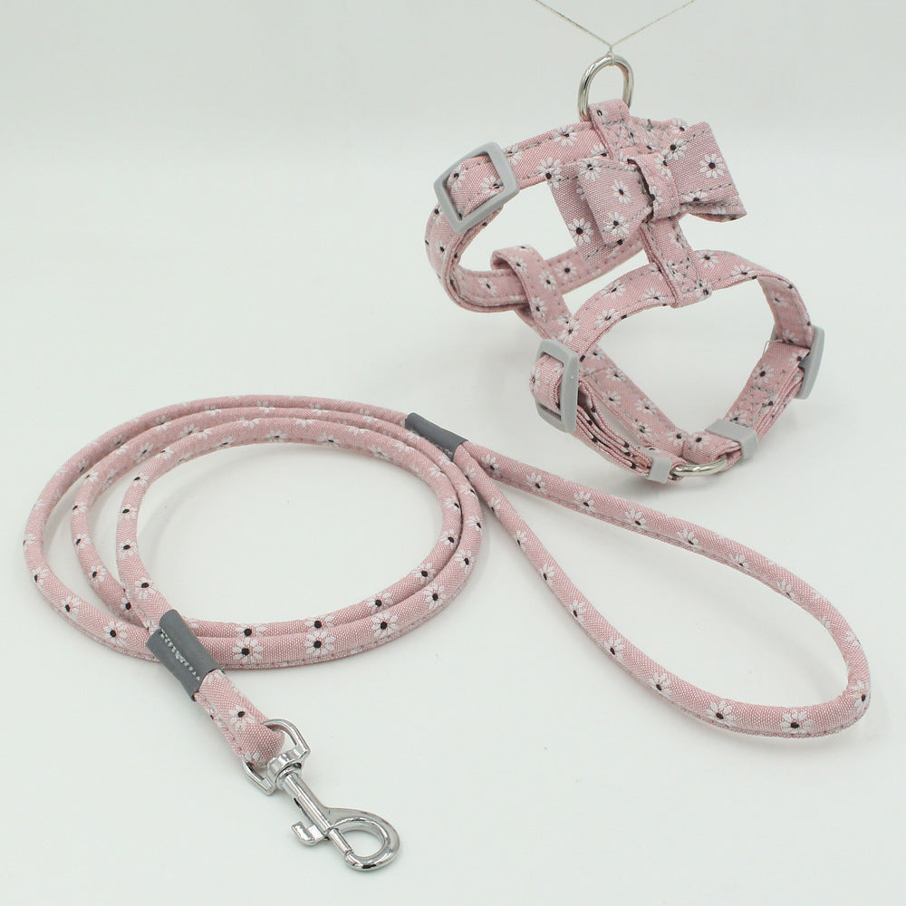 Japanese Style Printed Cat Traction Rope Anti-Break Away Cat Rope Comfortable Pet Chest Harness Set
