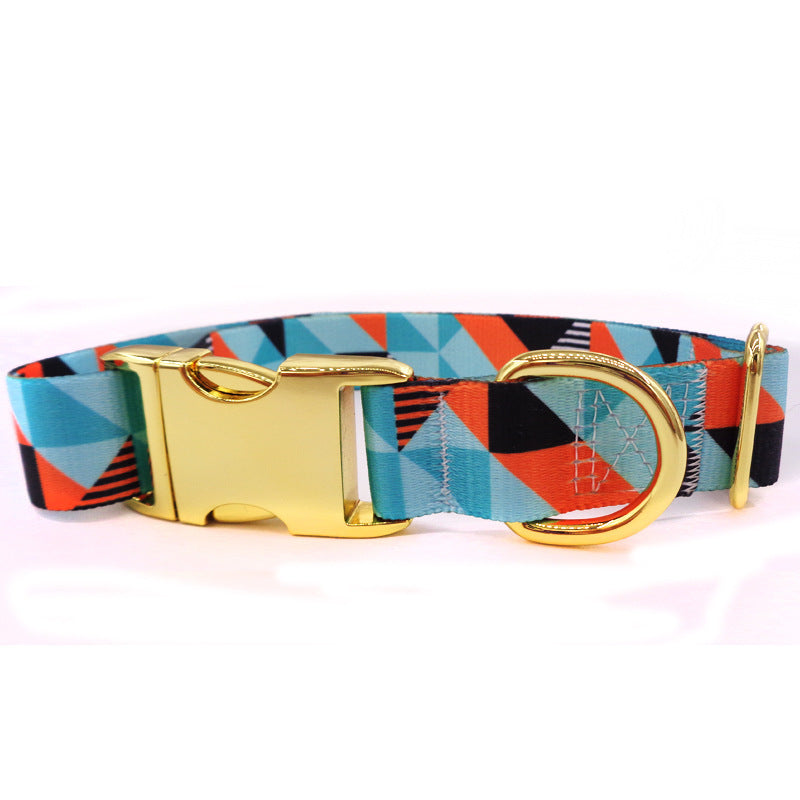 Golden Buckle Collar With Lettering Dog Collar