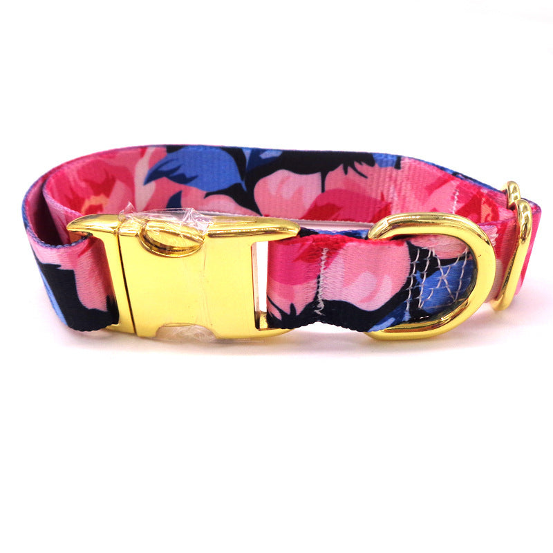 Golden Buckle Collar With Lettering Dog Collar