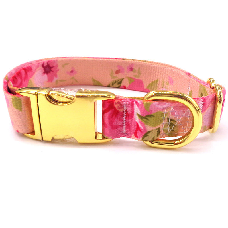 Golden Buckle Collar With Lettering Dog Collar
