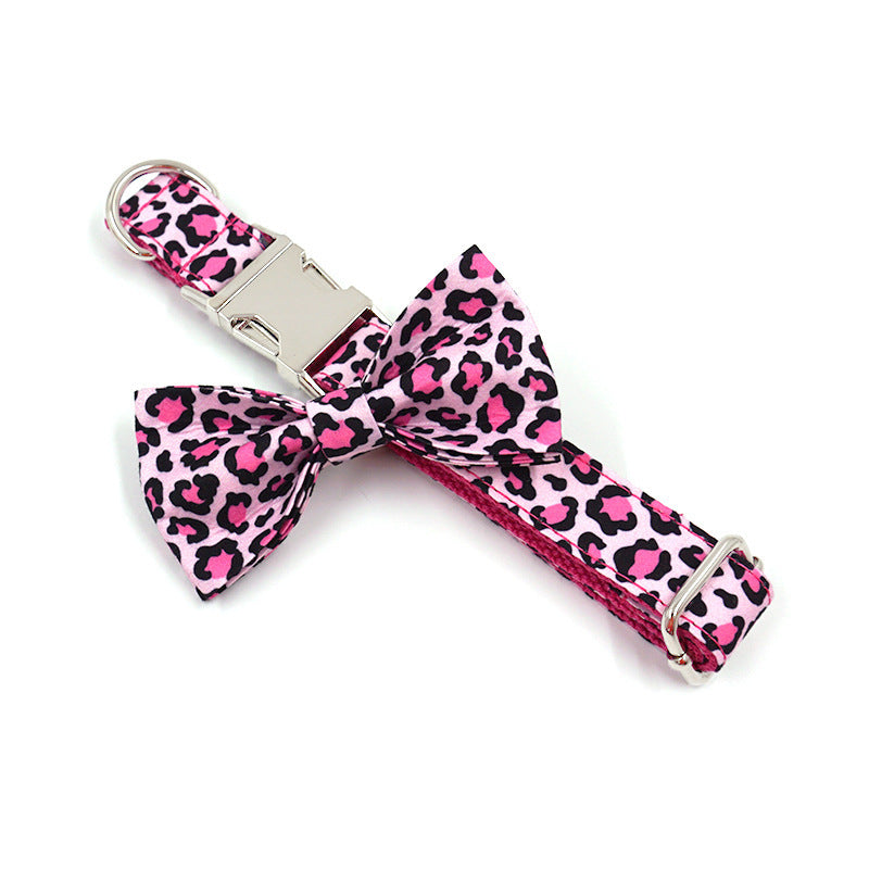 Pet Collar Bowknot Double-layer Gentleman Dog Bowknot Engraved Dog Collar