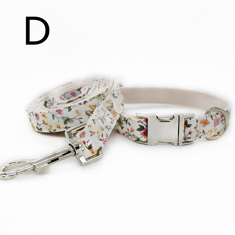 White Flower Flower Pet Collar Leash Metal Buckle Dog Collar Cat Collar