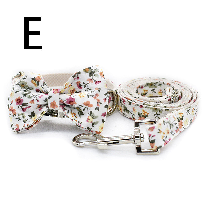 White Flower Flower Pet Collar Leash Metal Buckle Dog Collar Cat Collar