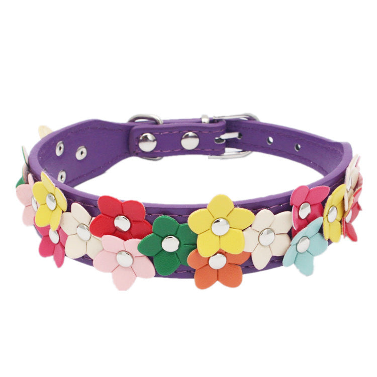 Double Row Flower Pet Collar for Dogs
