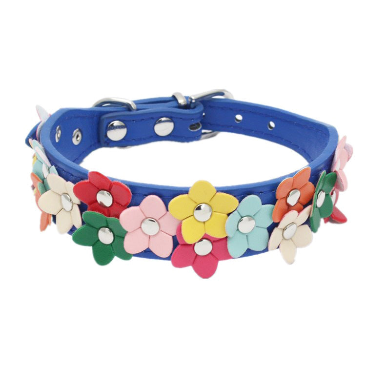 Double Row Flower Pet Collar for Dogs