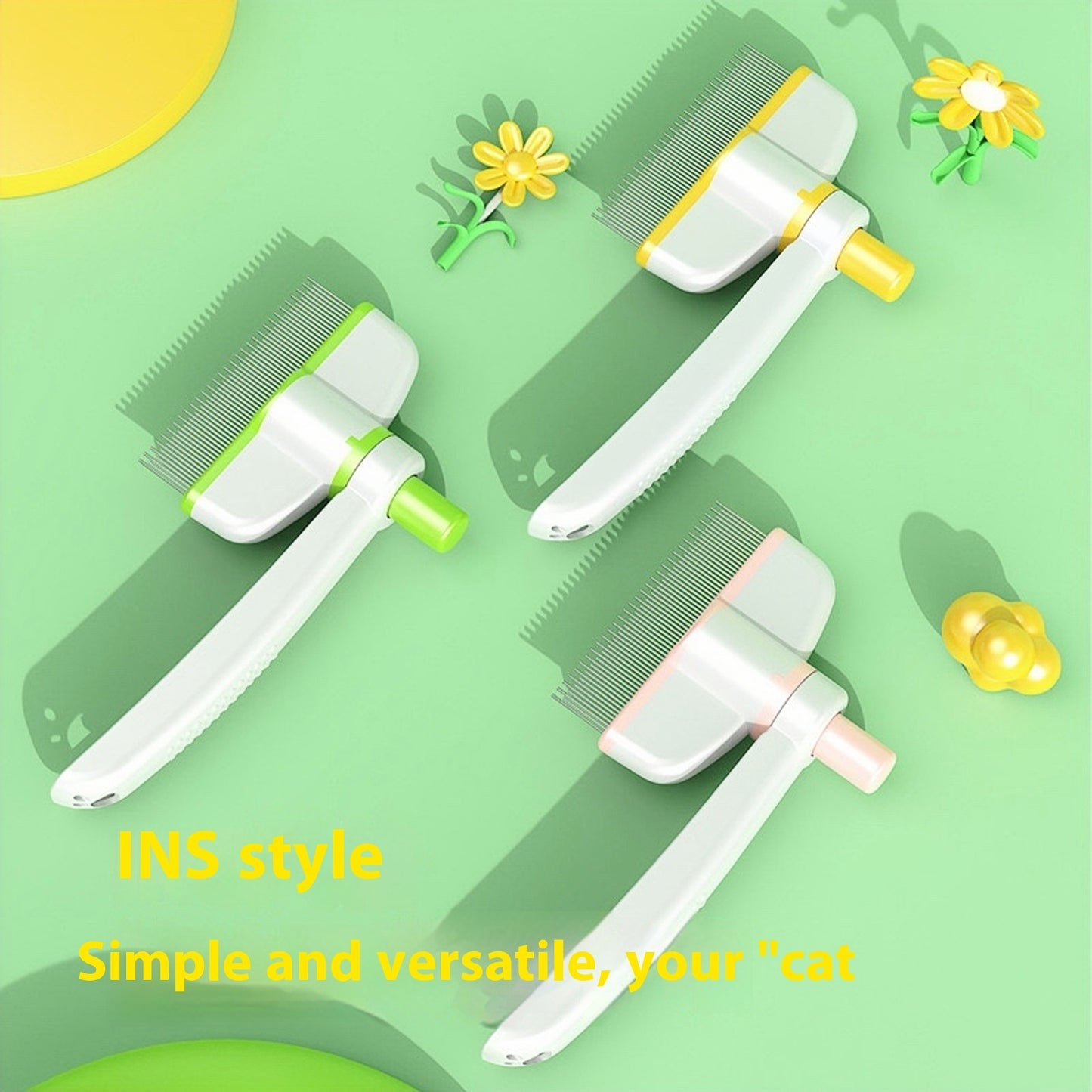 Self-Cleaning Pet Comb for Long-Haired Cats and Dogs - Effortless Grooming & Flea Removal