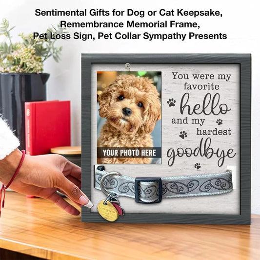 Ondaum Wooden Pet Commemorative Plaque Dog Collar Photo Frame - Modern Simplicity Ornament