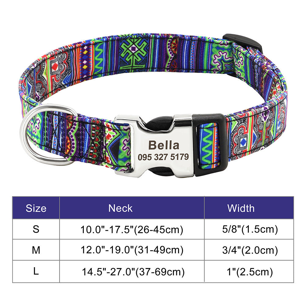 Personalized Nylon Pet Collar - Customizable Mohair Collar for Dogs and Cats, Available in Multiple Colors and Sizes