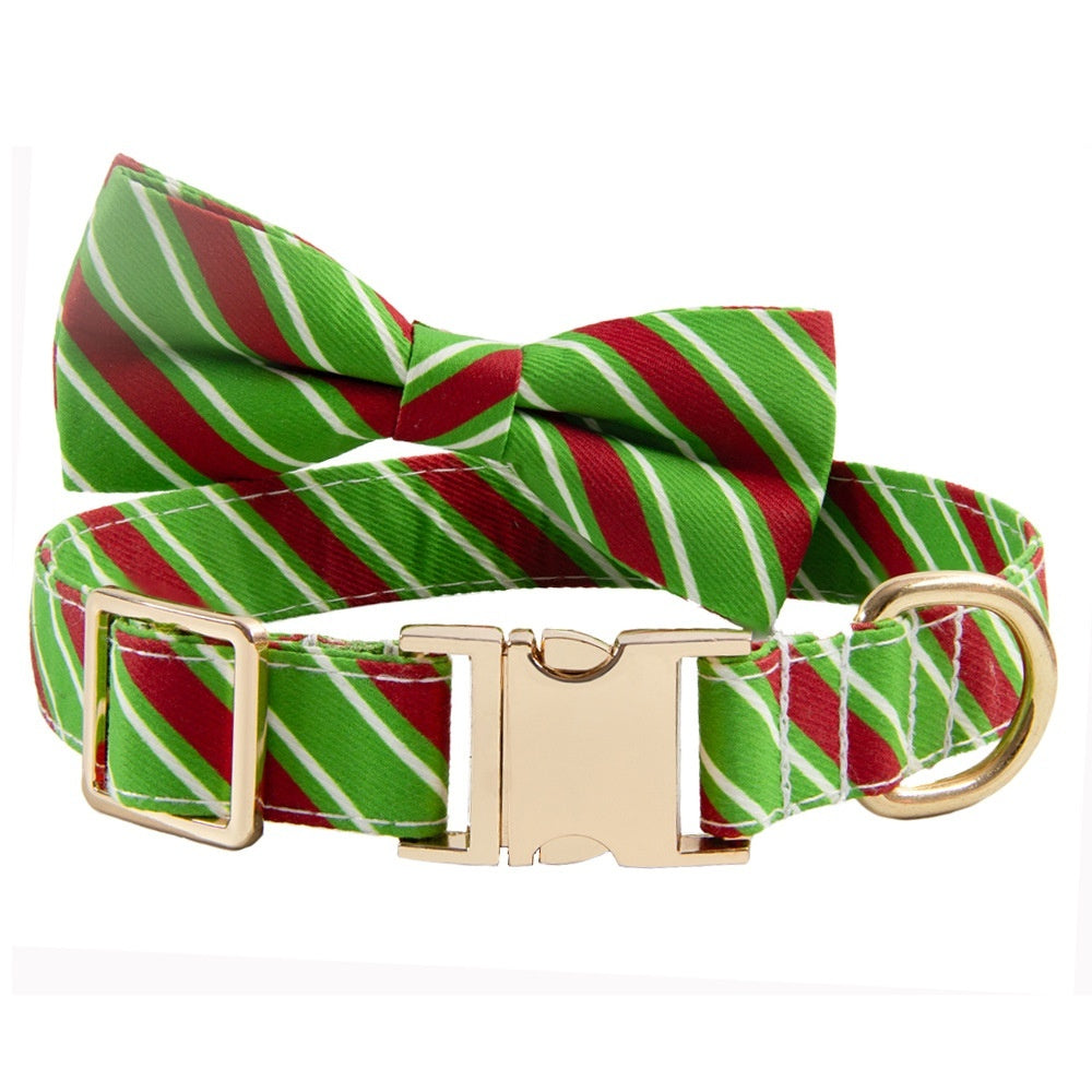 Personalized Dog Collar with Anti-Lost Lettering - Striped Design, Engravable, and Durable Polyester Collar for Dogs