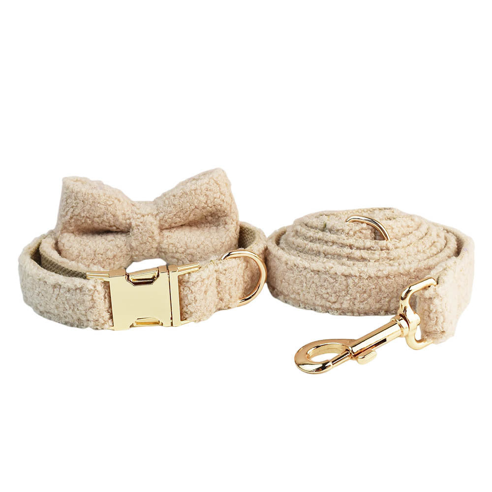 Ondaum Creative and Minimalist Cream Style Pet Collar and Harness 4-Piece Set