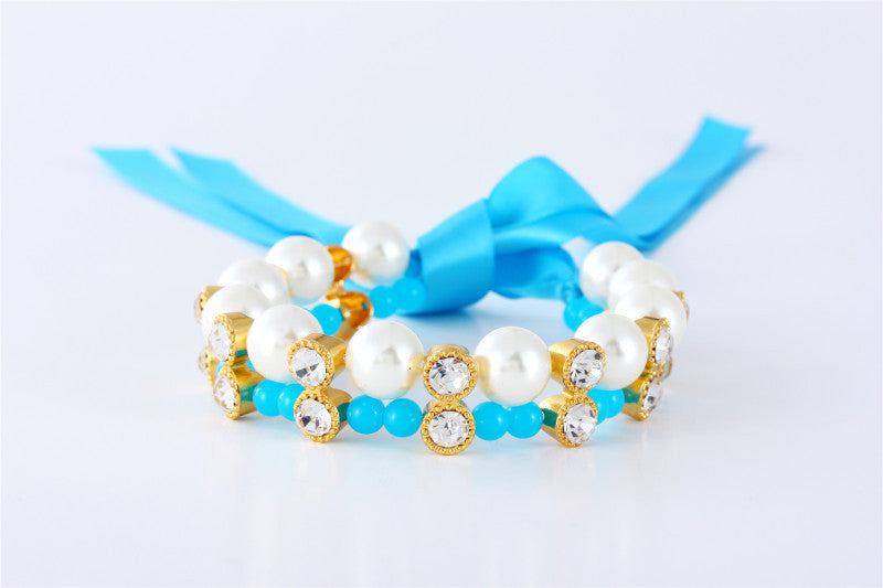 Bowknot Ribbon Pearl Pet Collar Cat And Dog Necklace Jewelry