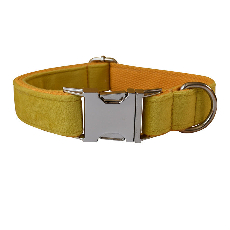 Yellow Fleece Pet Dog Collar Adjustable For Medium To Large Dogs