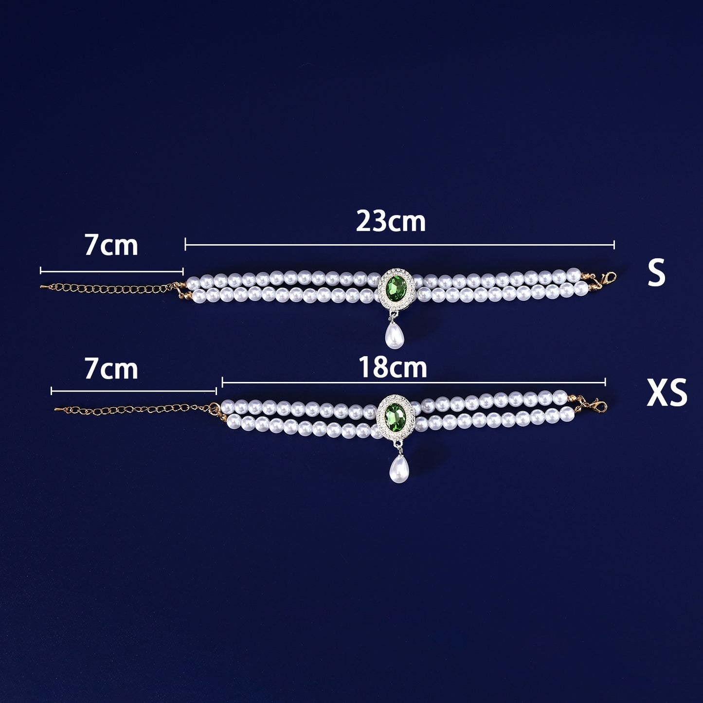 Luxurious Double-Layer Pearl Pet Necklace – Elegant Gemstone Pendant Collar for Small Dogs & Cats