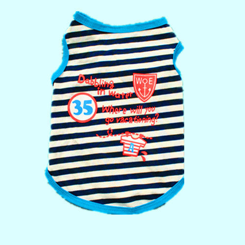 Dog cotton striped breathable t-shirt