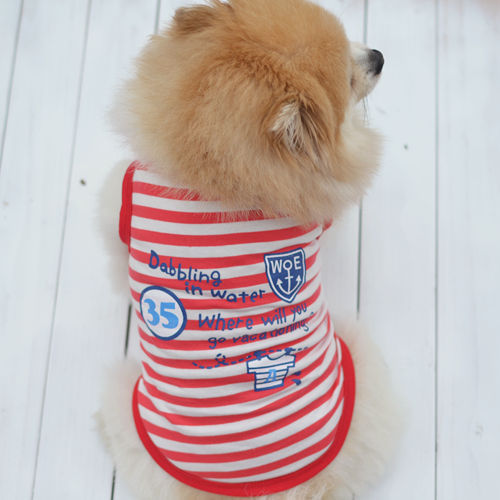 Dog cotton striped breathable t-shirt