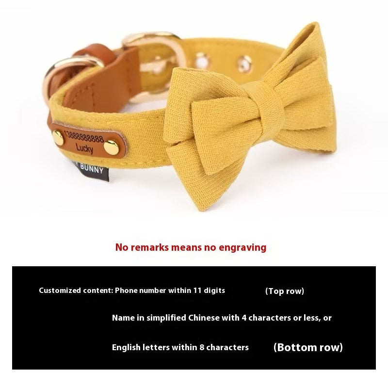Ondaum Leather Bowknot Dog Collar with Hand Holding Rope – Stylish Pet Accessory with Alloy Details