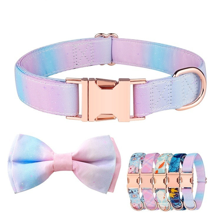 Stylish Rose Gold Bow Pet Collar