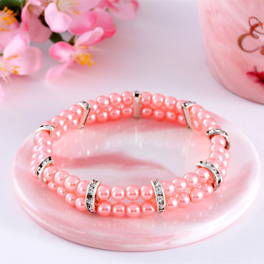 Ondaum Pet Pearl Necklace for Dogs & Cats – Elegant Two-Row Rhinestone & Pearl Pet Accessory