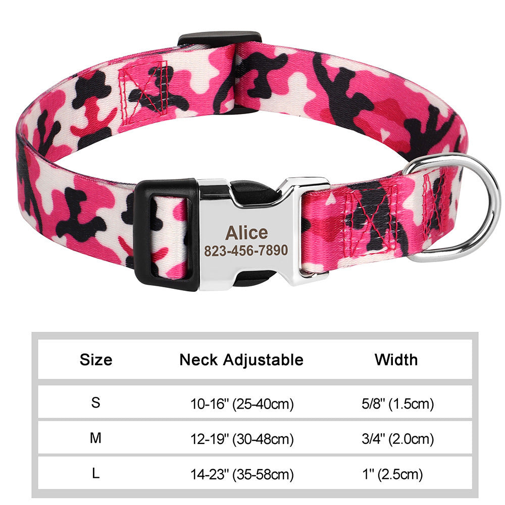 Personalized Nylon Pet Collar - Customizable Mohair Collar for Dogs and Cats, Available in Multiple Colors and Sizes