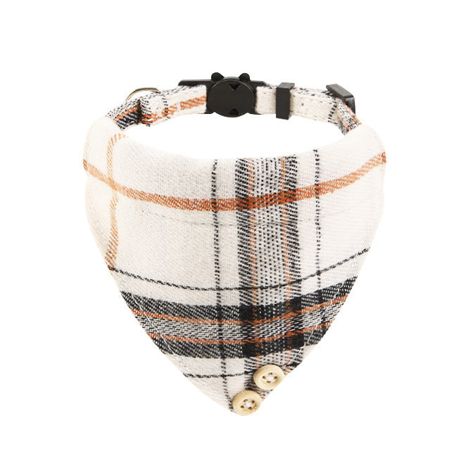 Ondaum Plaid Cloth Cat Collar – Stylish, Adjustable, and Comfortable for Year-Round Use