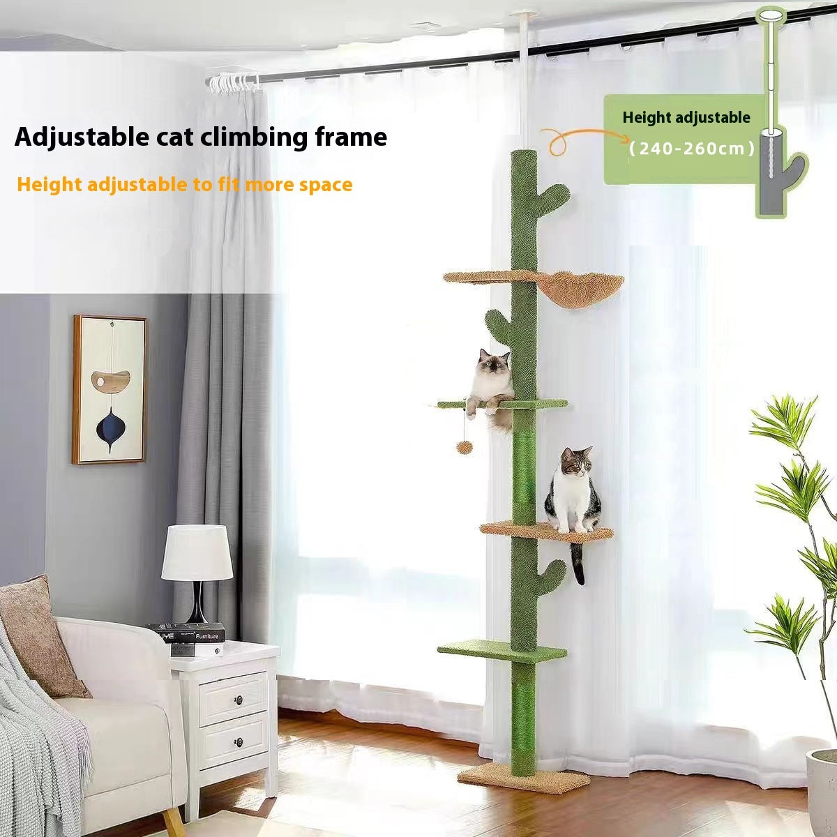Ondaum Cactus Cat Nest – Integrated Cat Tree, Scratch Board, and Climbing Frame