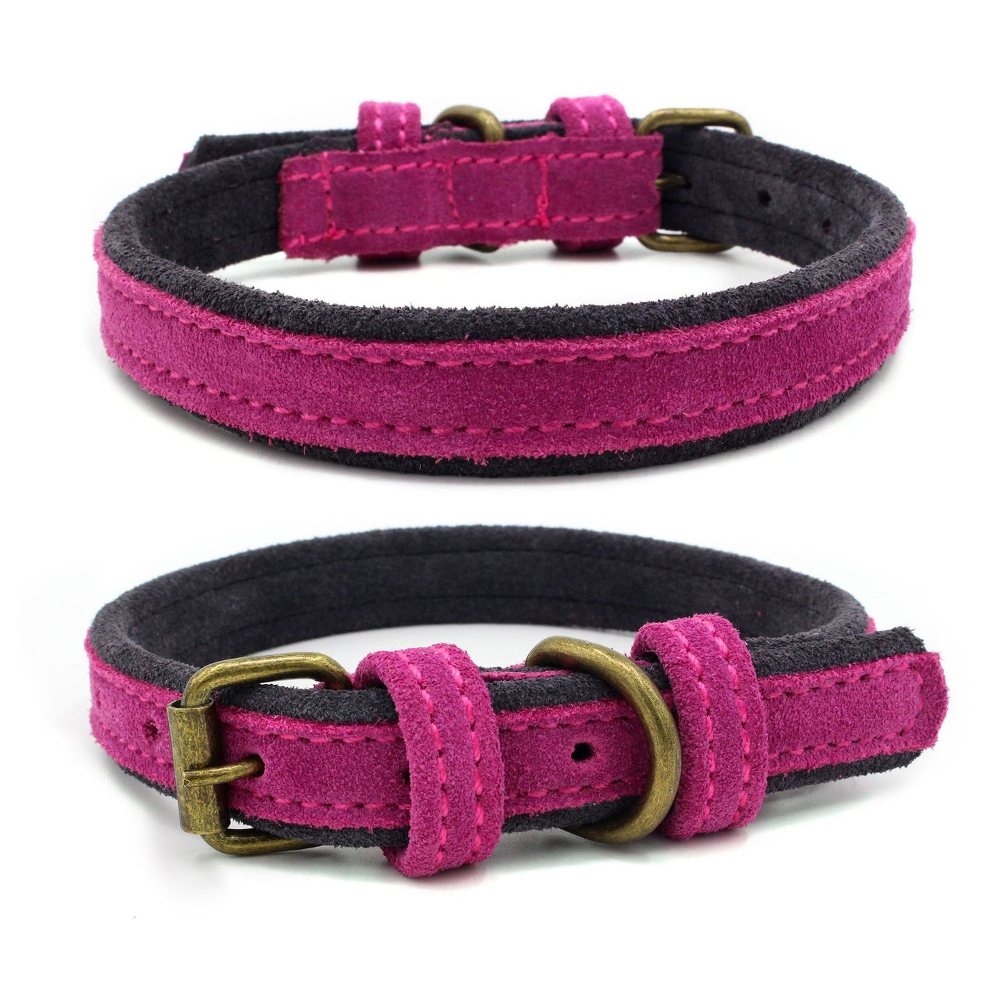 Double Contrast Color Nubuck Leather Pet Collar