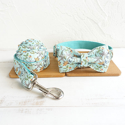 Thermal transfer flower dog collar drawstring bow