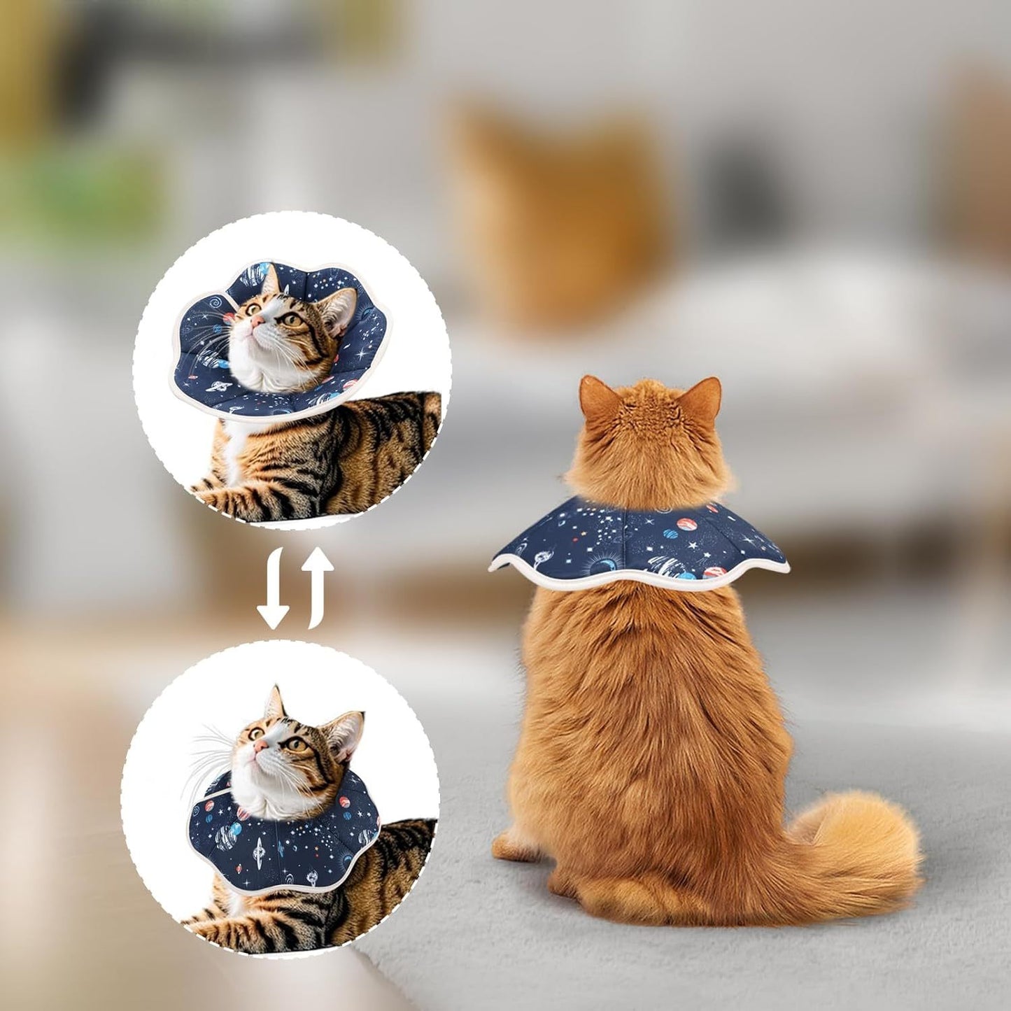 Ondaum Soft Cat Recovery Collar – Adjustable Cat Cone for Surgery, Waterproof & Comfortable Protective Neck Cone for Kittens, Small & Medium Cats