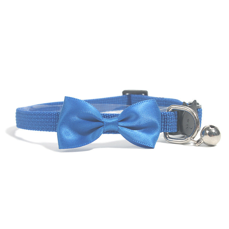 Pet Bowknot Collar Nylon Webbing Multicolor Adjustable Belt Bell Jewelry Safety Buckle