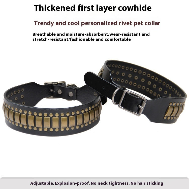 Ondaum Pet Collar with Personality Rivets – Stylish & Durable Large Dog Collar